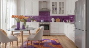 affordable purple kitchen
