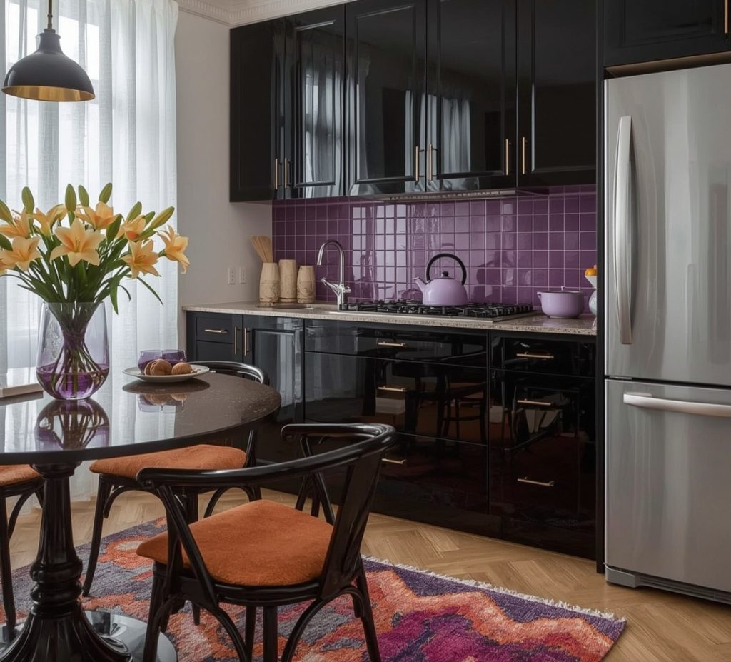affordable purple kitchen