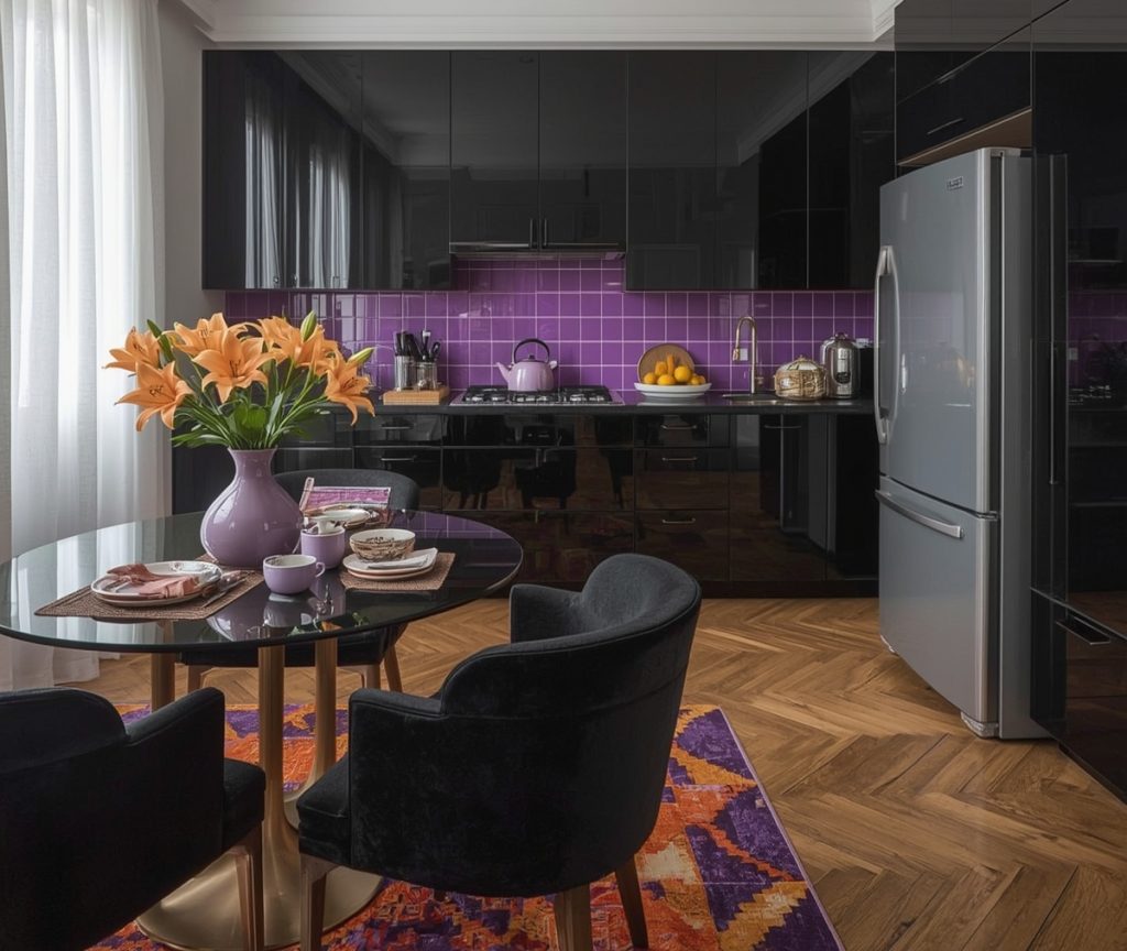 affordable purple kitchen