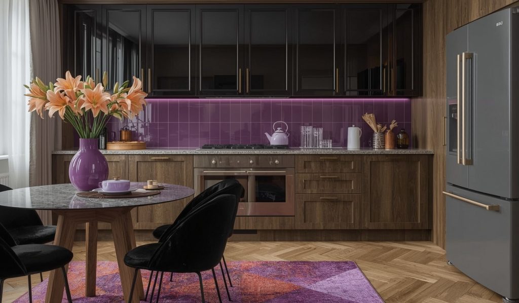 affordable purple kitchen
