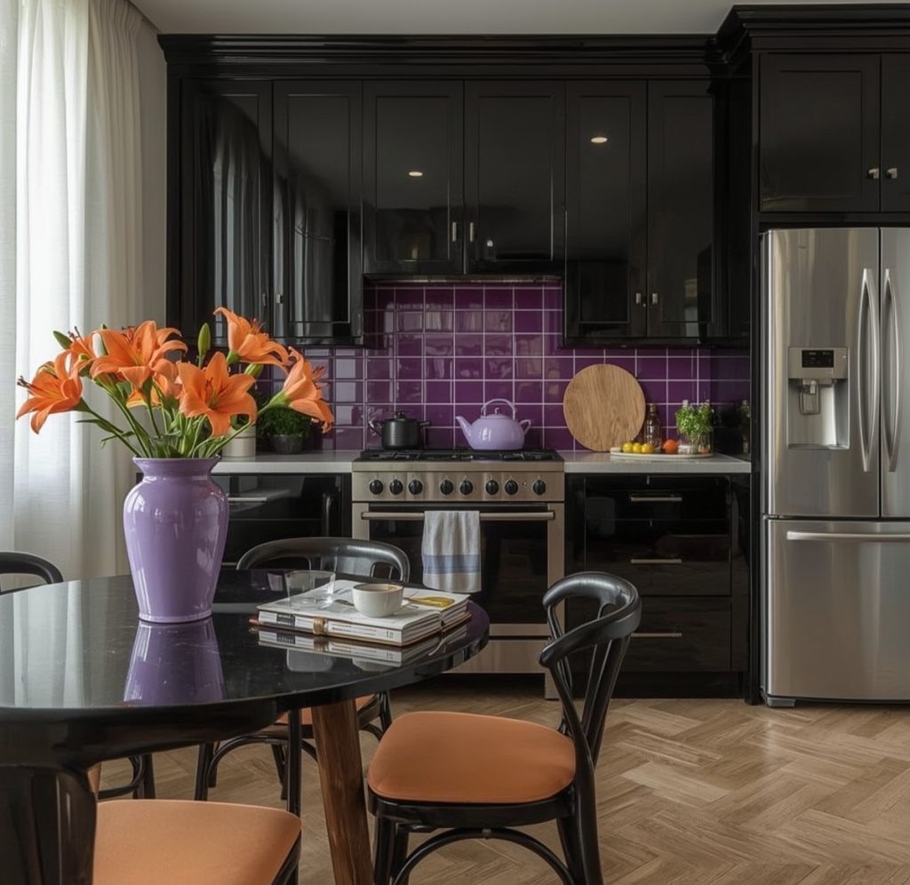 affordable purple kitchen