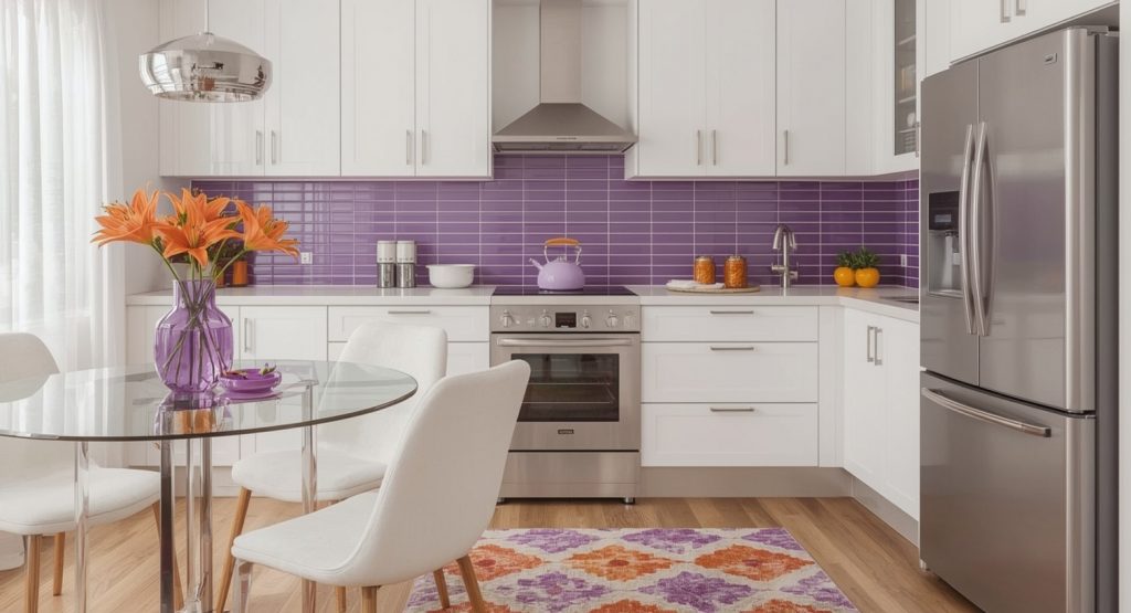 affordable purple kitchen