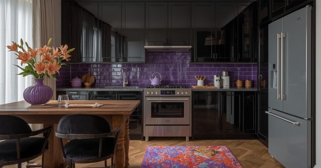 affordable purple kitchen