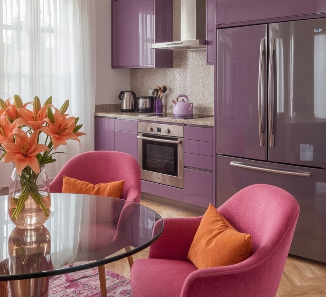 affordable purple kitchen