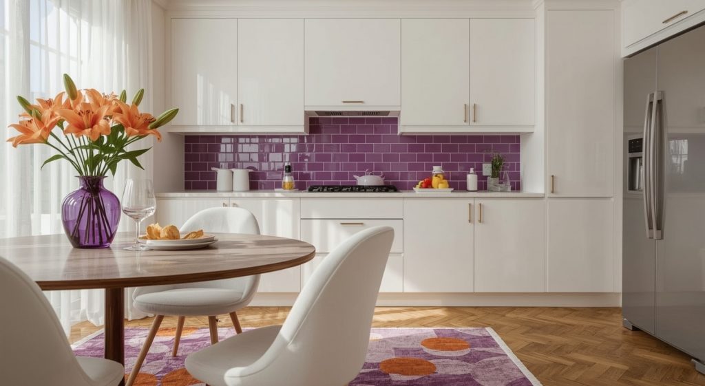 affordable purple kitchen