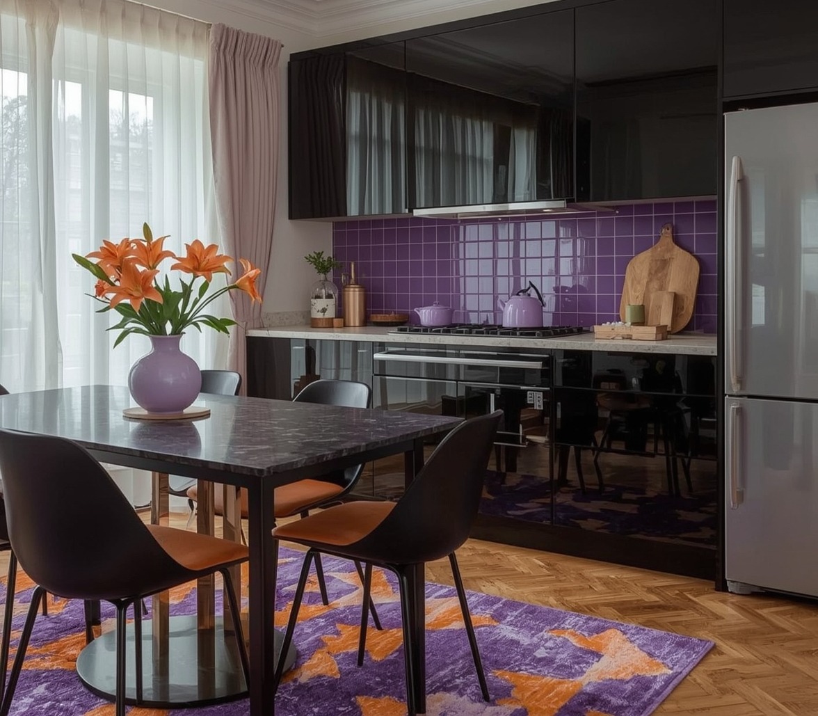 affordable purple kitchen