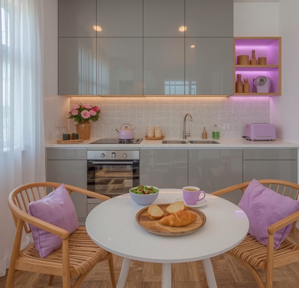 affordable purple kitchen