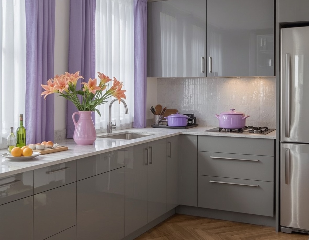 affordable purple kitchen