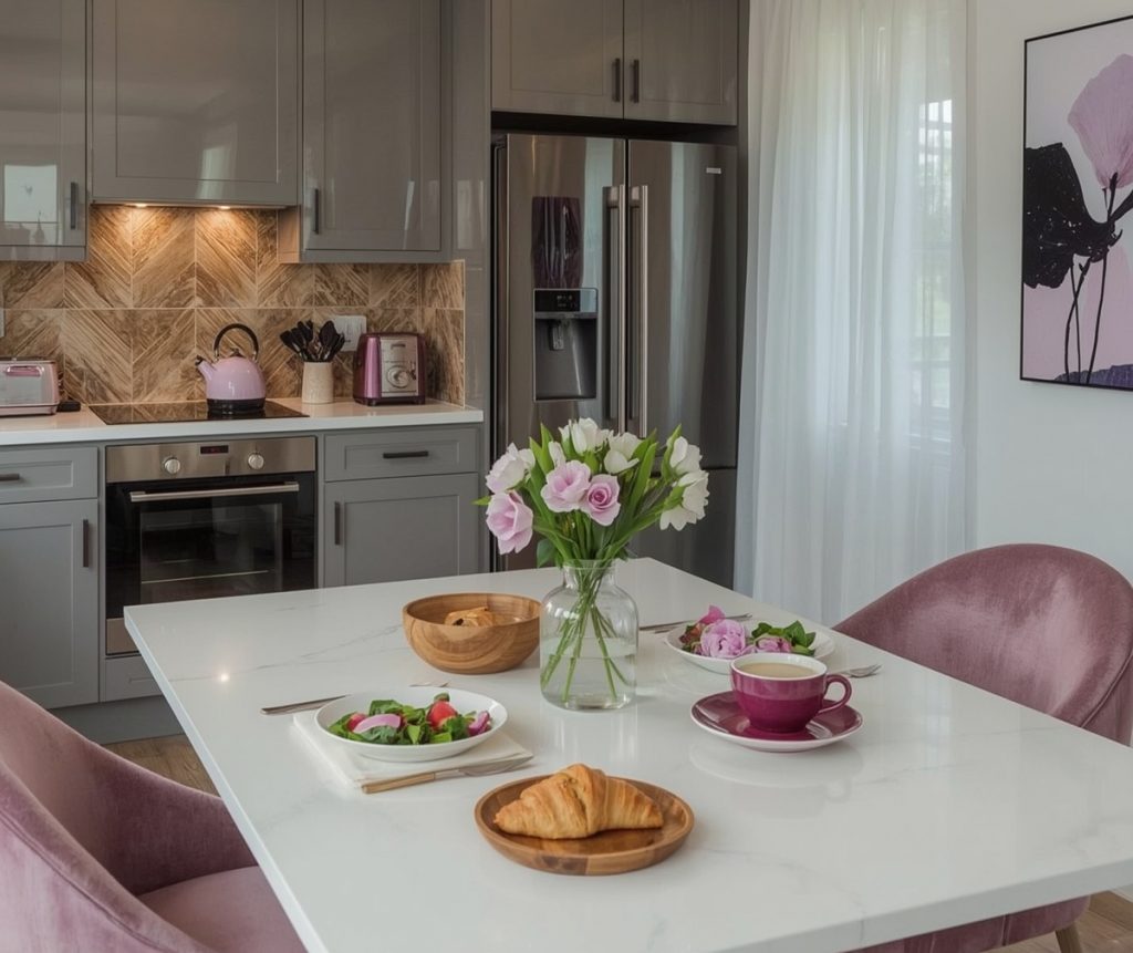 affordable purple kitchen
