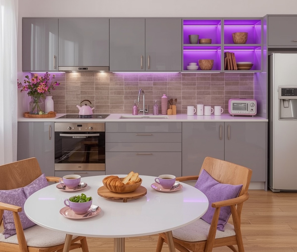affordable purple kitchen