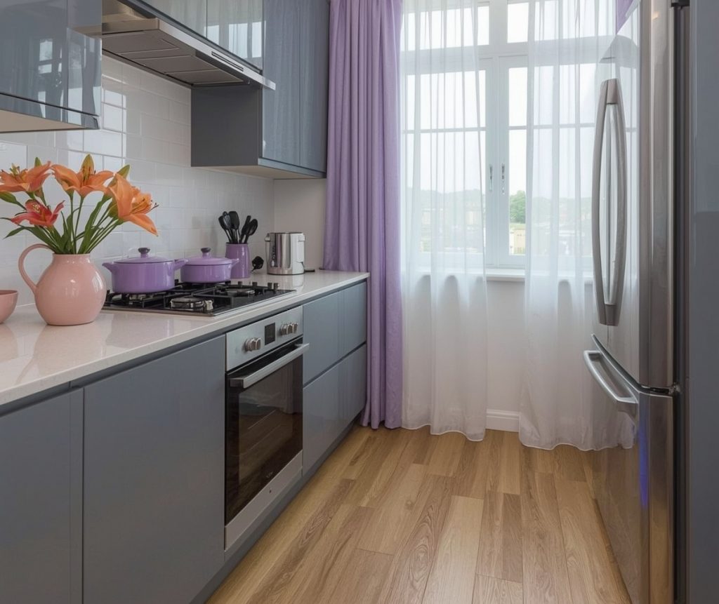 affordable purple kitchen