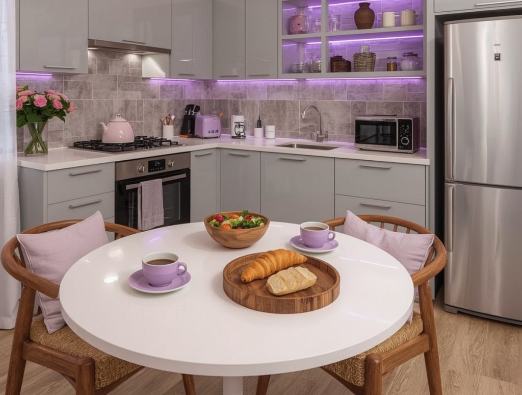 affordable purple kitchen