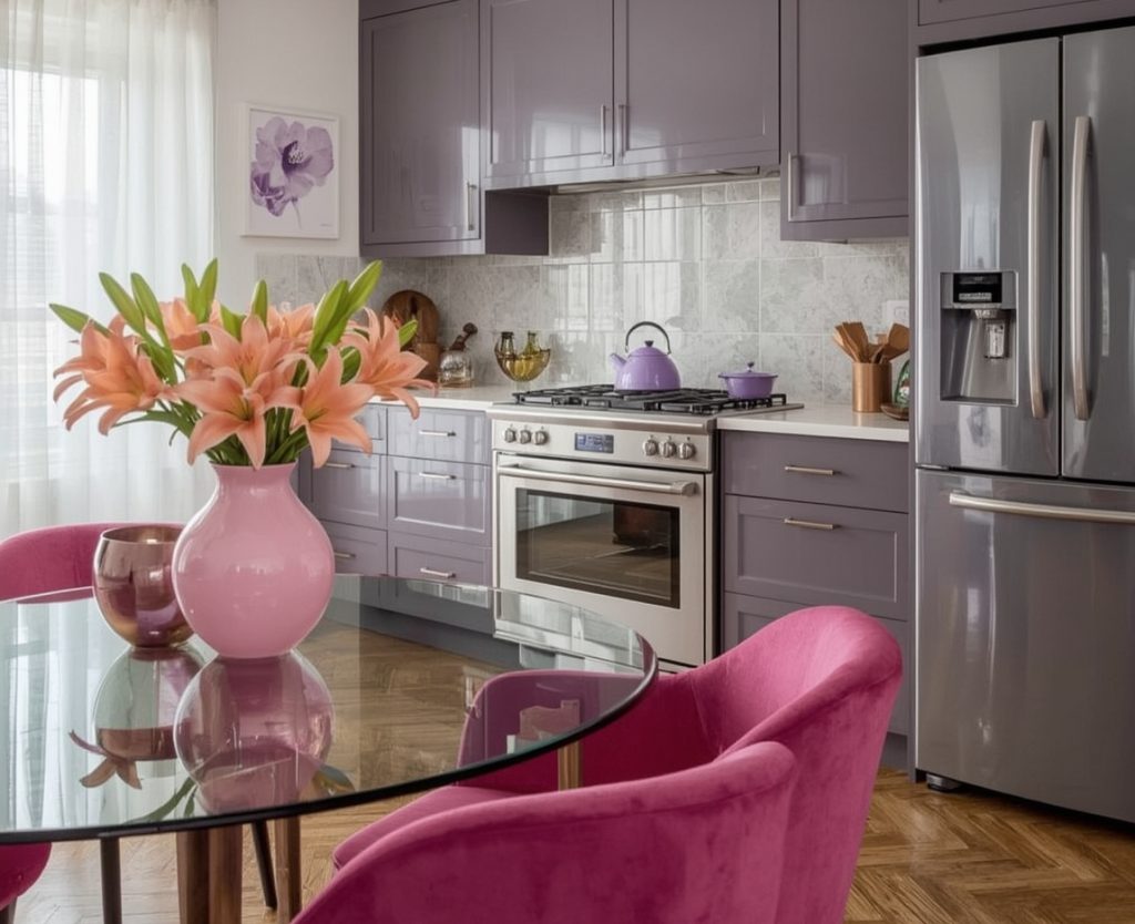affordable purple kitchen