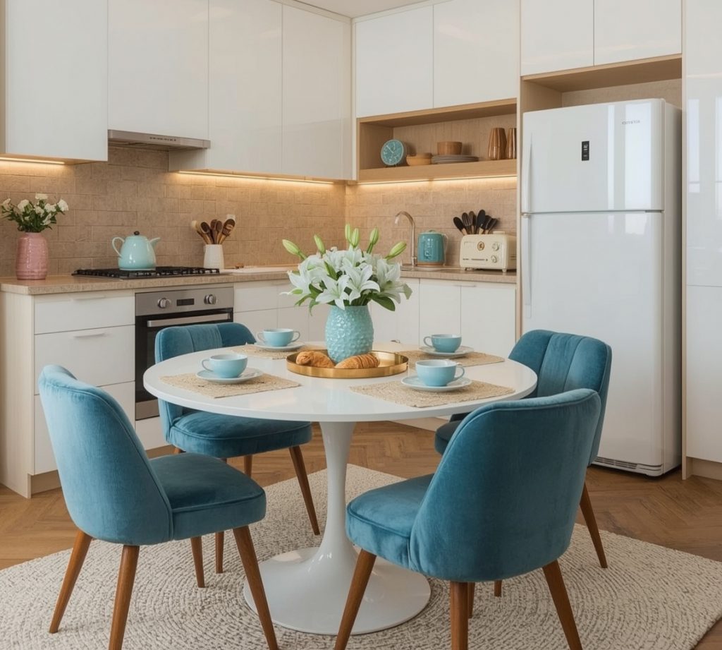 affordable blue kitchen