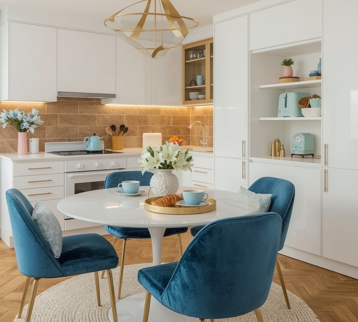 affordable blue kitchen