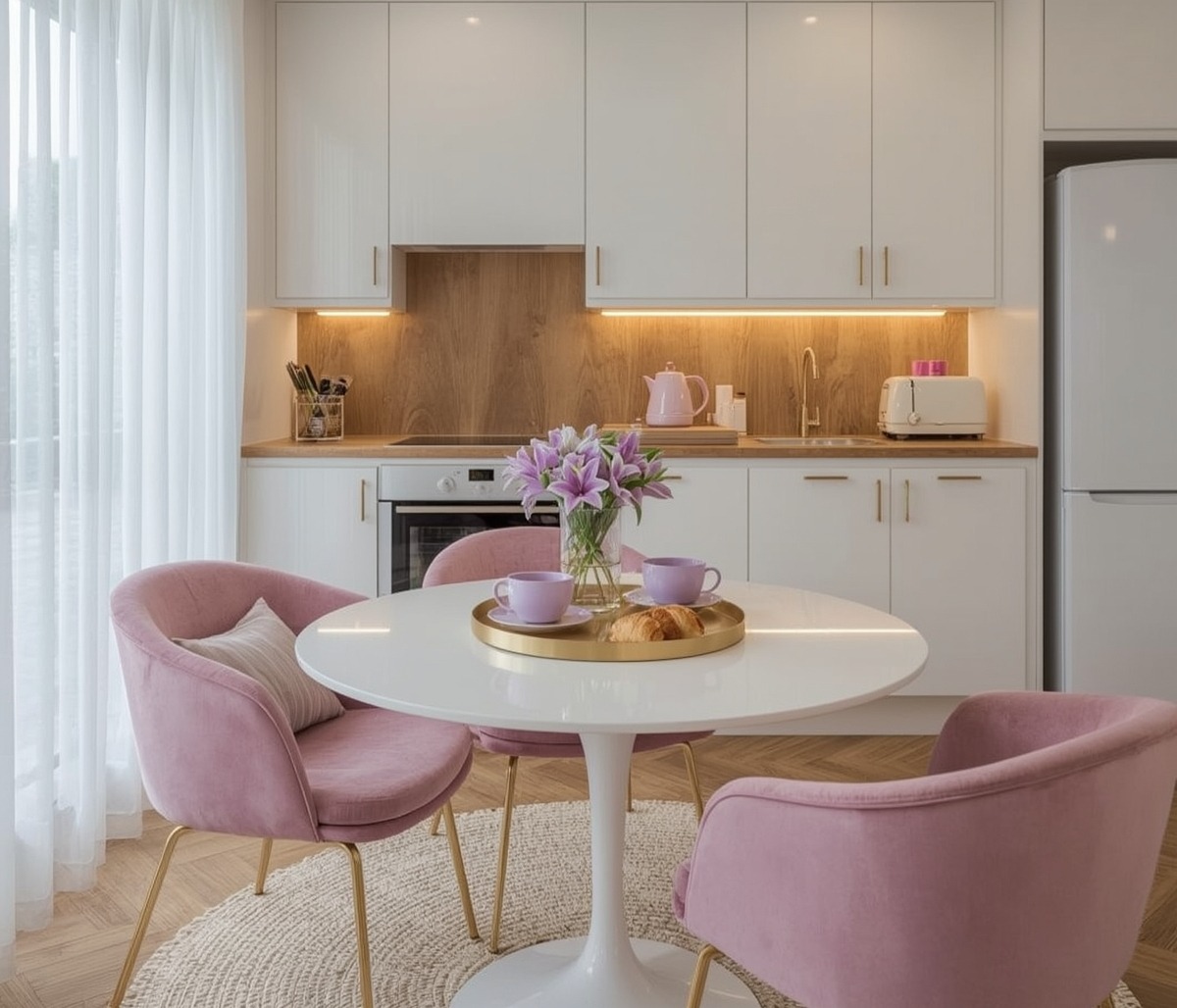 affordable purple kitchen