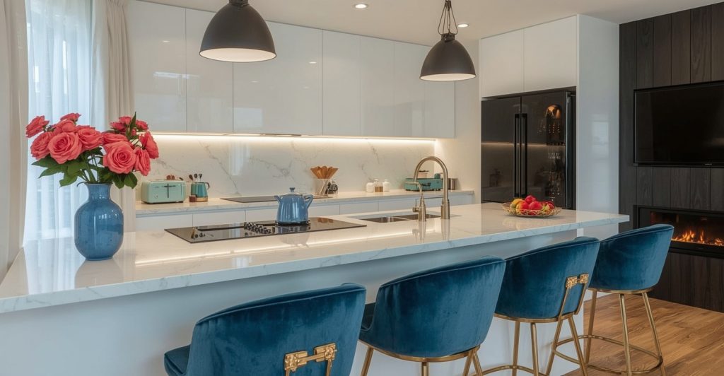 affordable blue kitchen