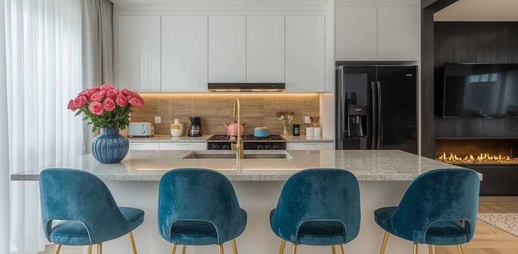 affordable blue kitchen