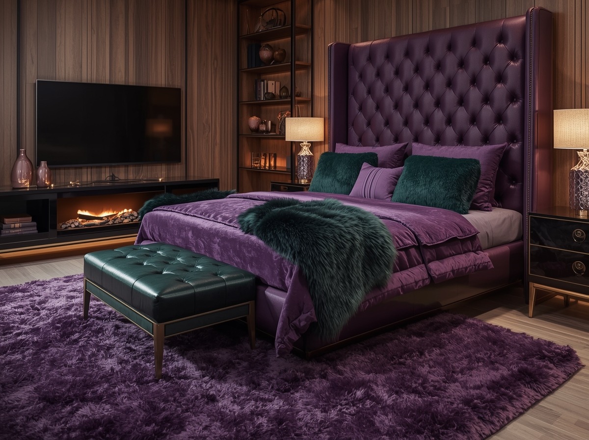 green coloured bedroom