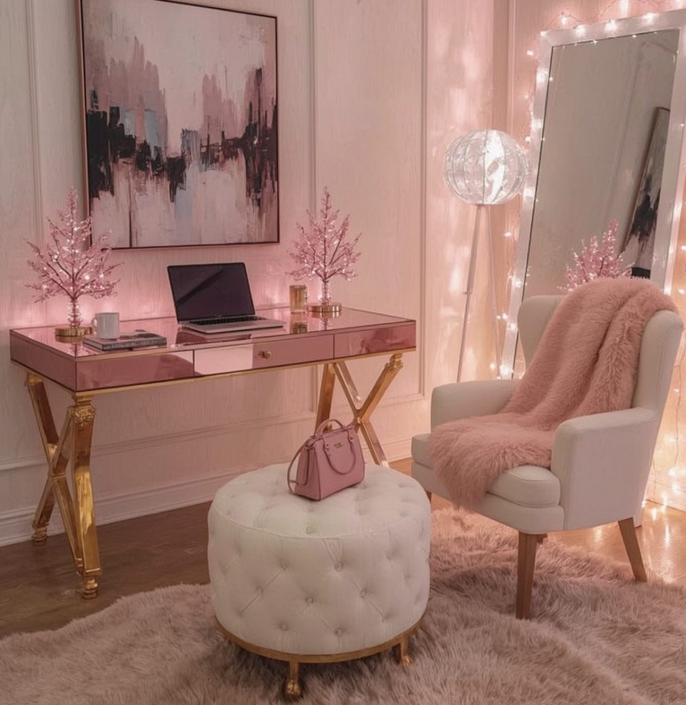 pink office decor