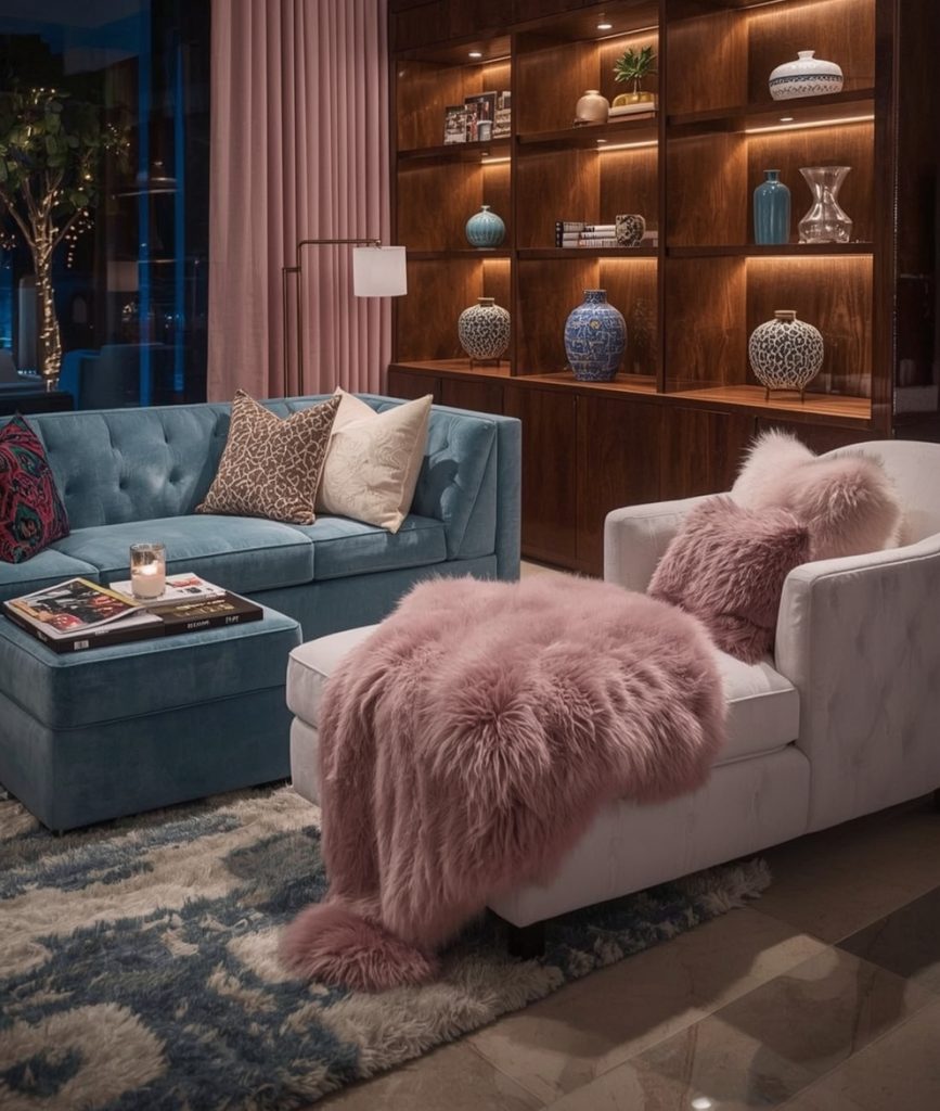 blue living room decor