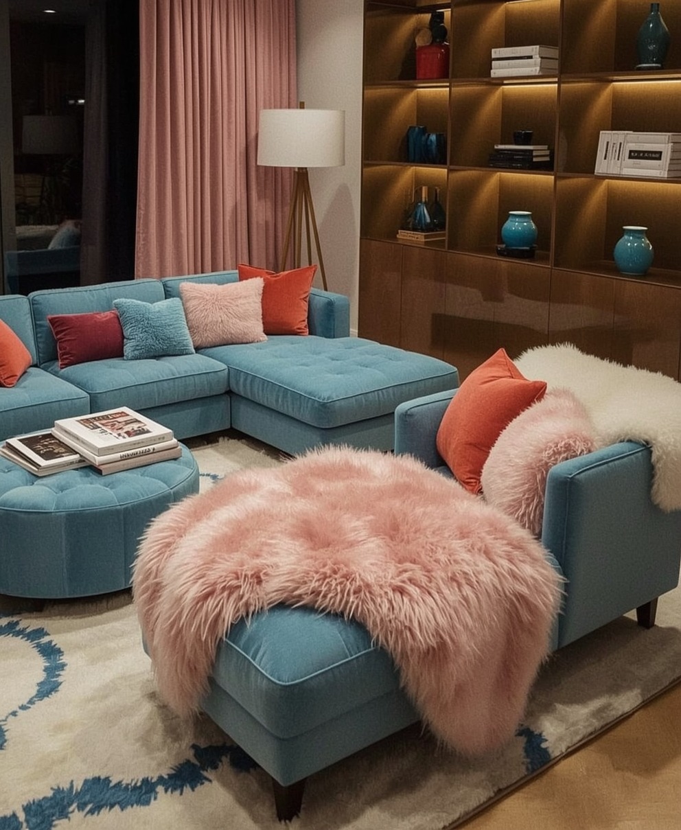 blue living room decor