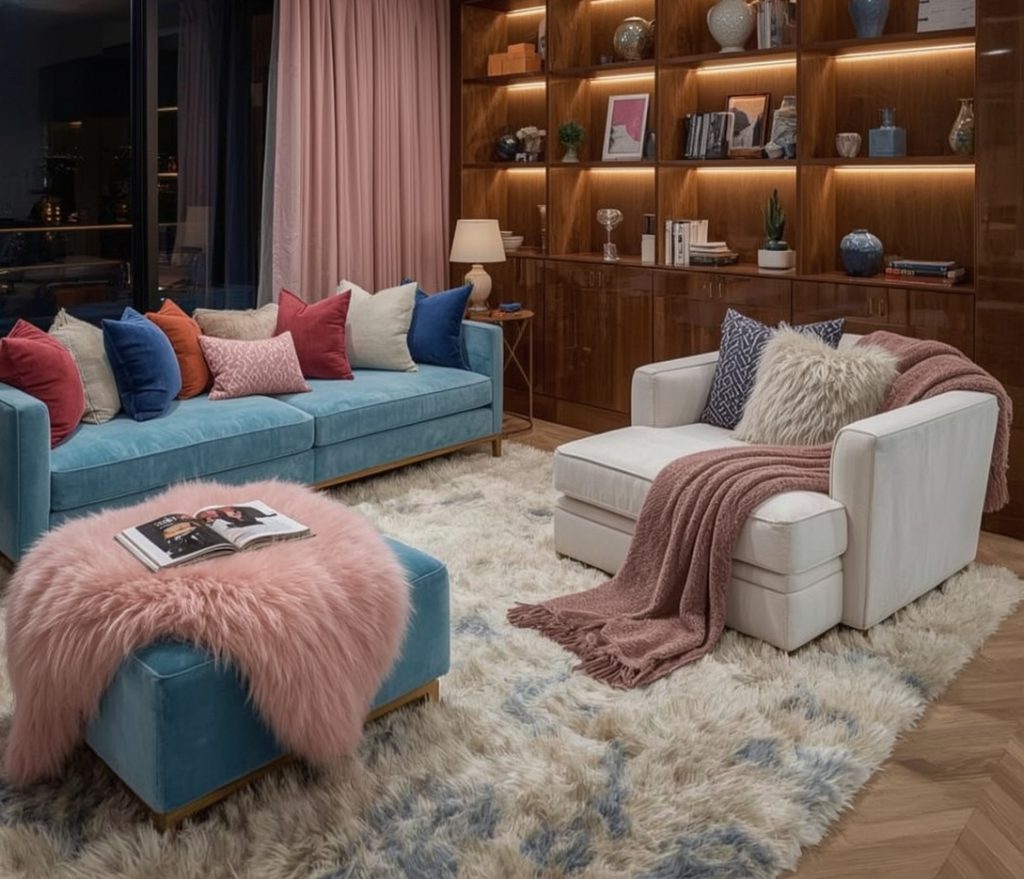 blue living room decor