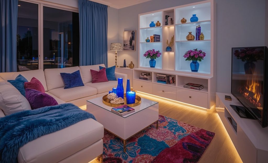 blue living room decor