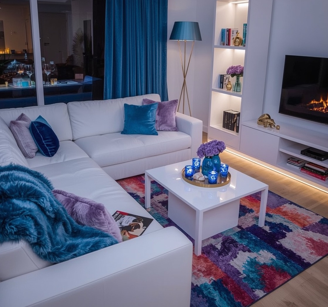 blue living room decor