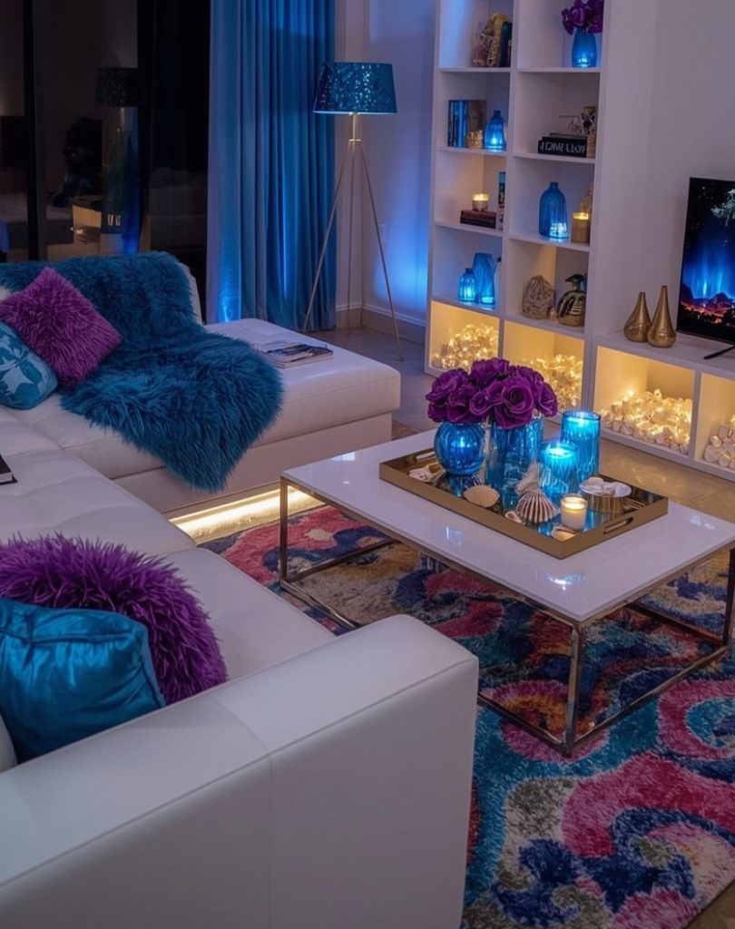 blue living room decor