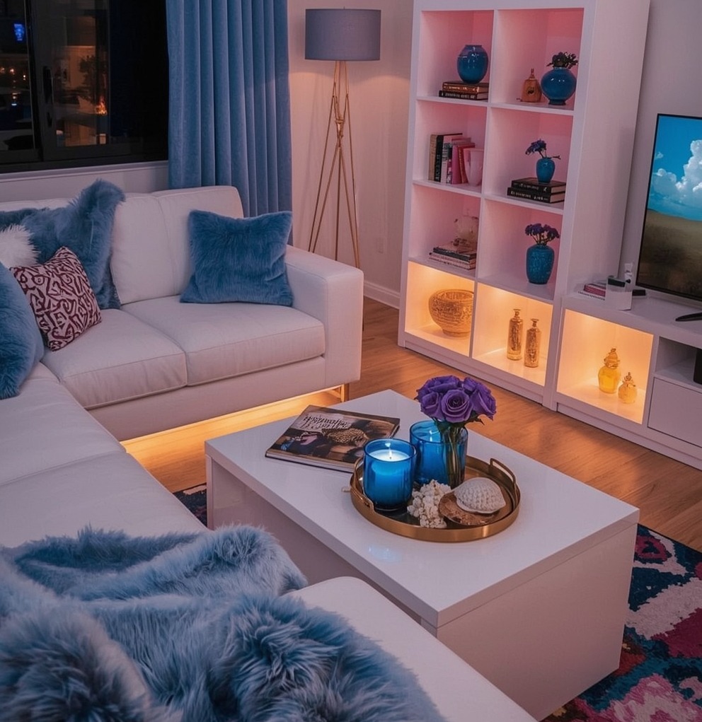 blue living room decor