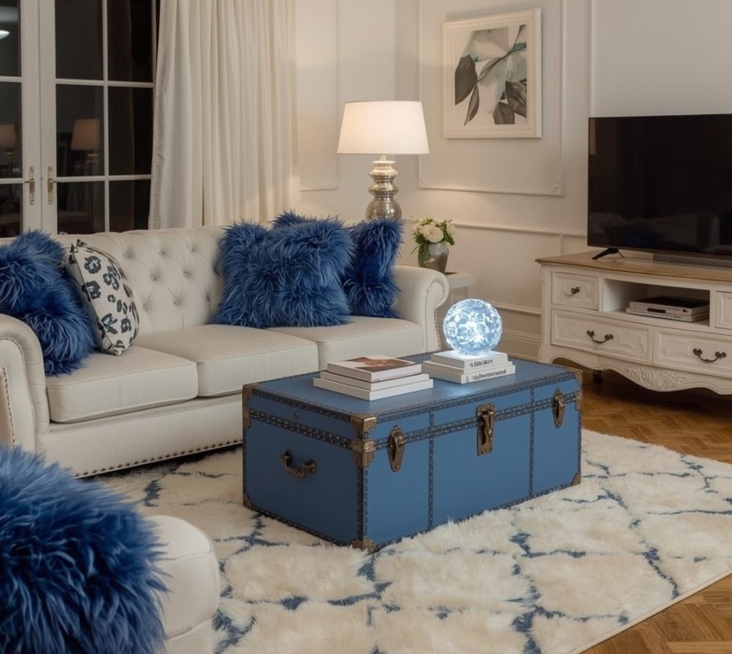 blue living room decor