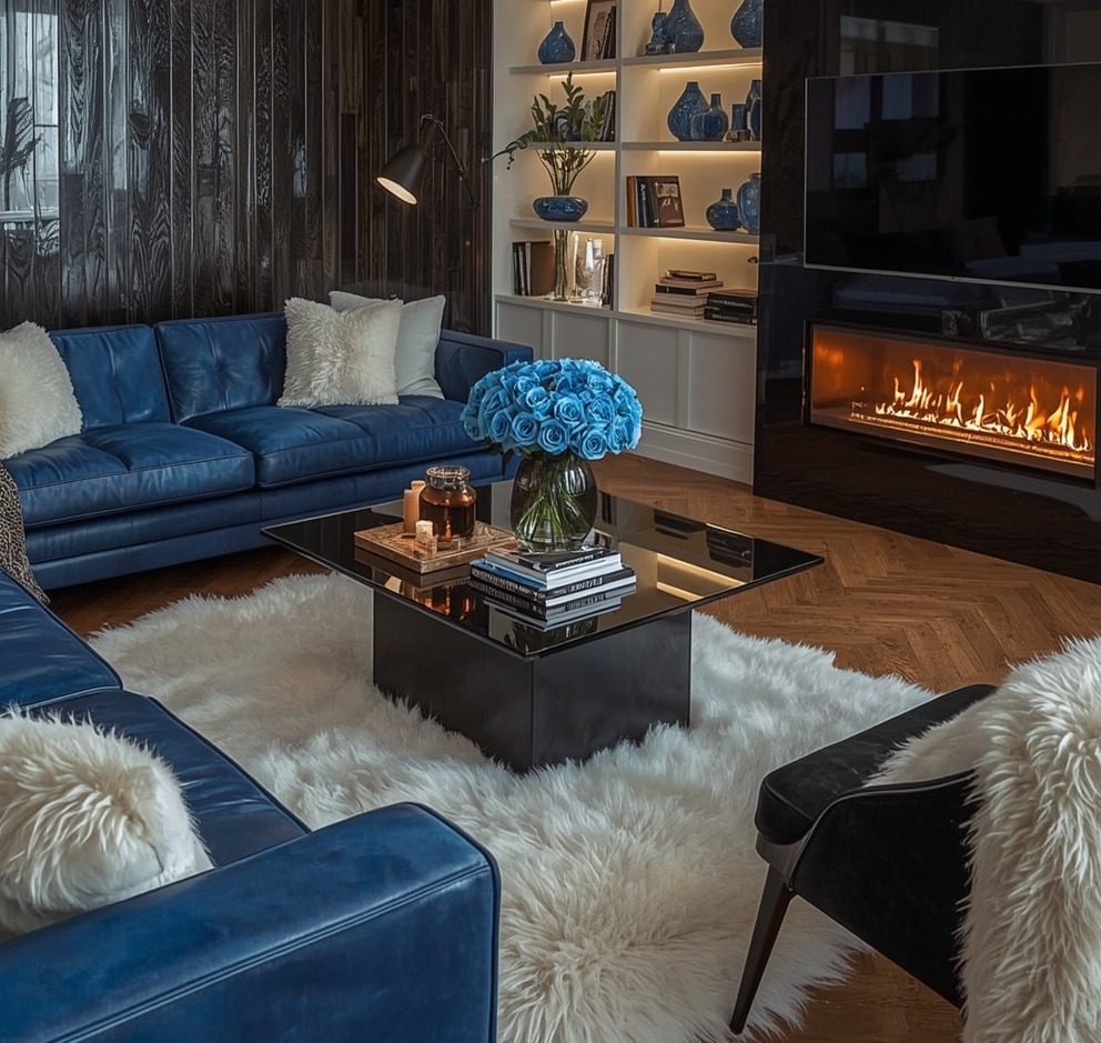 blue living room decor