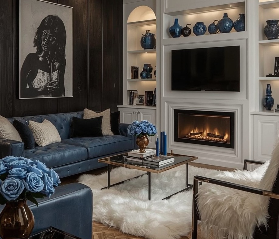 blue living room decor