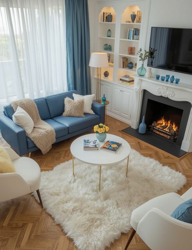 blue living room decor