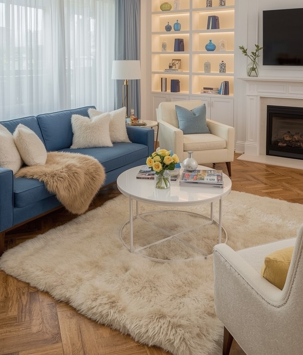 blue living room decor