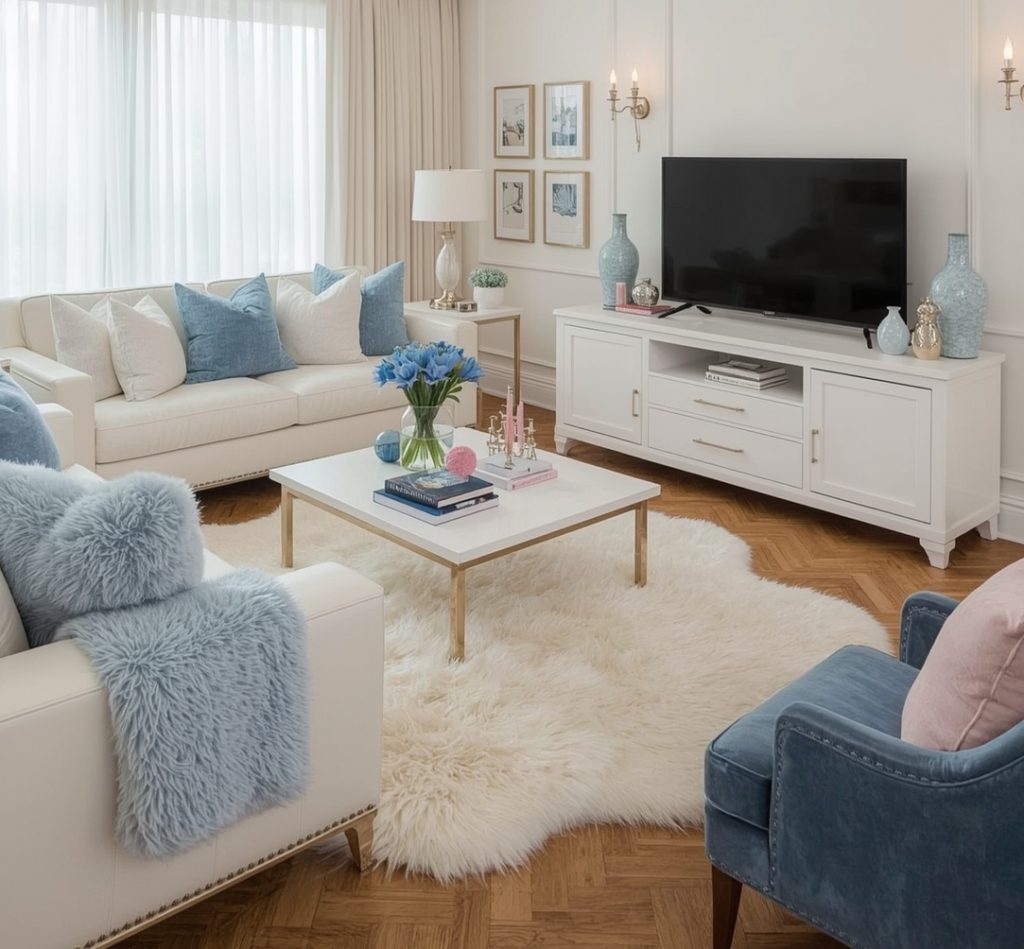 blue living room decor