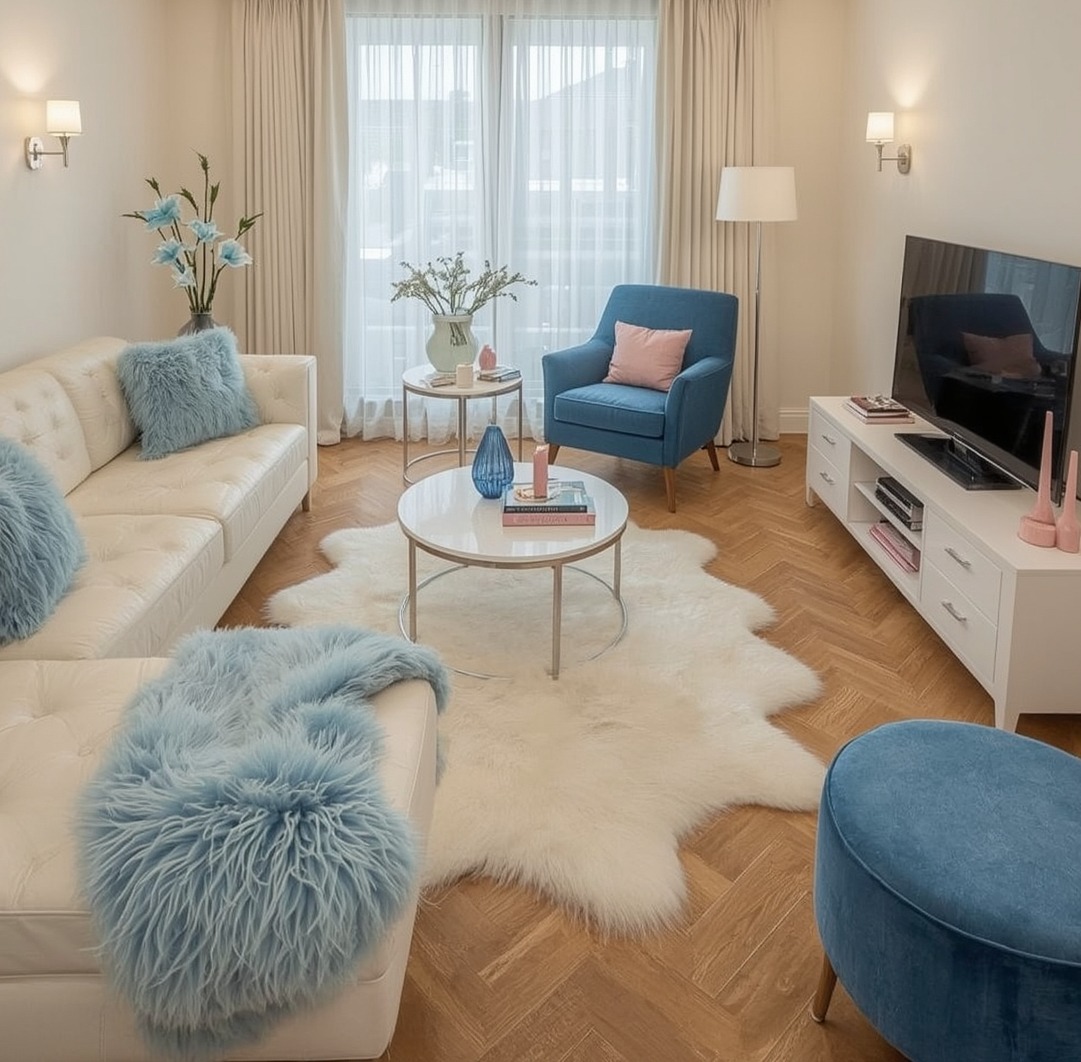 blue living room decor