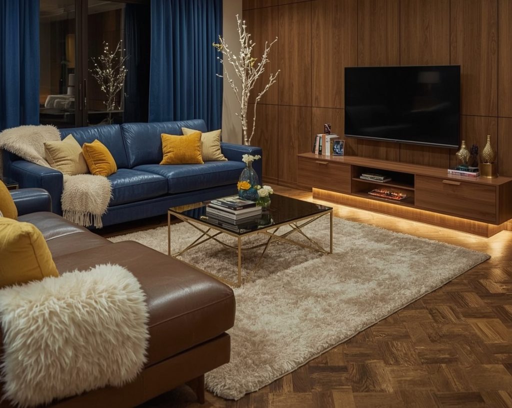 blue living room decor