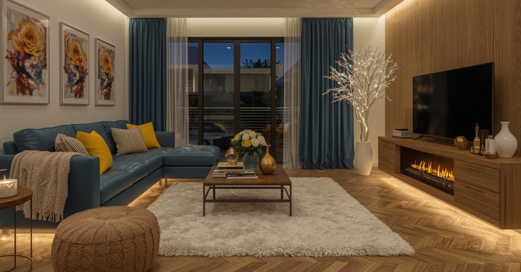 blue living room decor