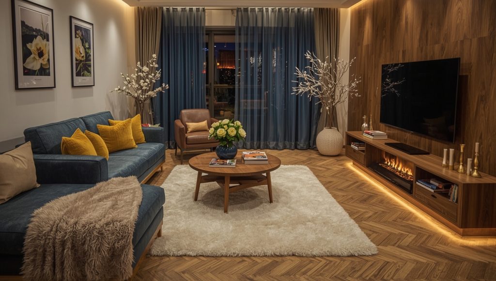 blue living room decor