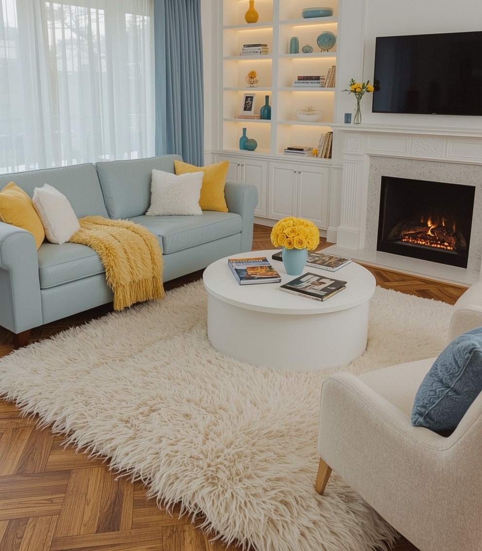 blue living room decor