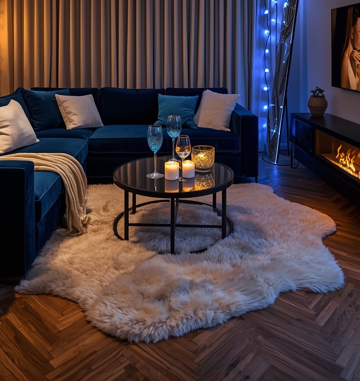 blue living room decor