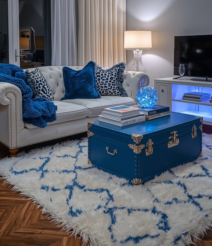 blue living room decor