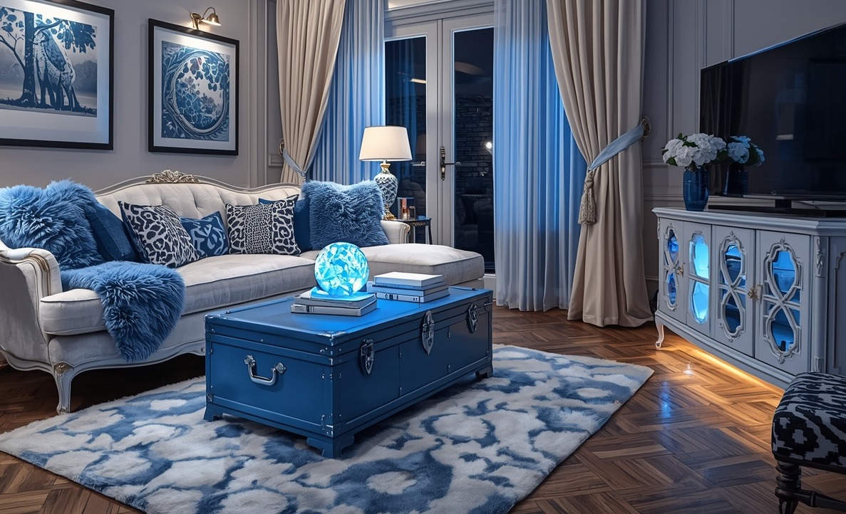 blue living room decor